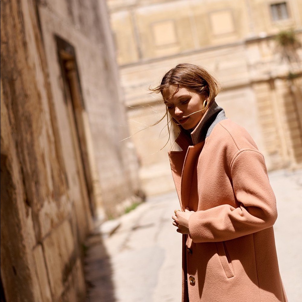 Madewell Bergen Cocoon Coat XS Dusty Rose Color